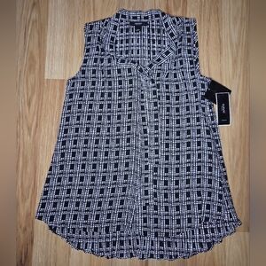 Alfani Black and White Patterned Sleeveless Top Size 8P